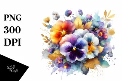 Vibrant Pansy Bouquet Splash | Sublimation Clipart Product Image 1
