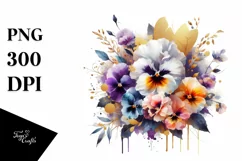 Vibrant Pansy Bouquet Splash | Sublimation Clipart Product Image 3