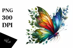Vibrant Watercolor Butterfly with Flowers Product Image 1