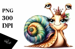 Whimsical Snail Portrait | Watercolor Clipart Product Image 1