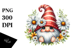 Gnome with Daisy Floral and Snapdragon PNG Product Image 1
