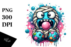 Cute Mummy with Monster Slippers, PNG Product Image 1