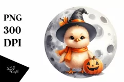 Washed Watercolor Halloween Chicken PNG Product Image 1