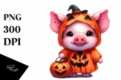 Cute Pig in Halloween Costume Sublimation Clipart Product Image 1