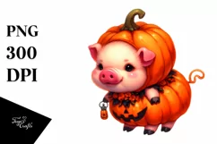 Cute Pig in Halloween Costume Sublimation Clipart Product Image 1