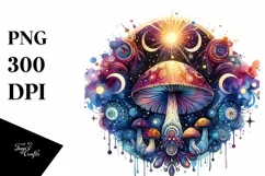 Vibrant Magical Celestial Mushroom, High-Res PNG Product Image 1