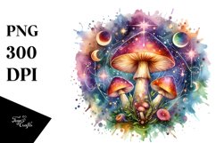 Vibrant Magical Celestial Mushroom, High-Res PNG Product Image 1