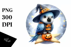 Cute Baby Macaw Halloween Star Digital Painting PNG Product Image 1