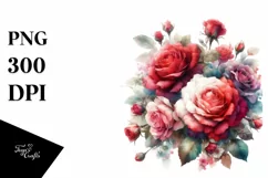 Washed Colorful Roses Clipart, Transparent PNG Product Image 3