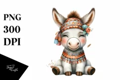 Cute Baby Donkey Sitting in Boho Style | Sublimation | Product Image 3