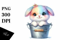 Colorful Small Baby Rabbit in Bucket | Clipart Product Image 3