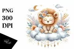 Cute Baby Lion Boho Clipart Product Image 1