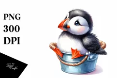 Colorful Watercolor Smiling Puffin | Clipart Product Image 3
