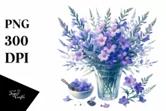 Watercolor Filled Lobelia Clipart Product Image 1