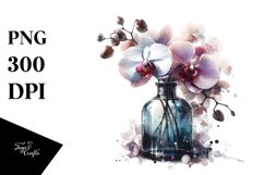 Abstract Watercolor Bottle Orchid Clipart Product Image 1