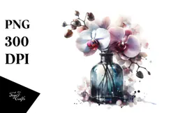 Abstract Watercolor Bottle Orchid Clipart Product Image 1