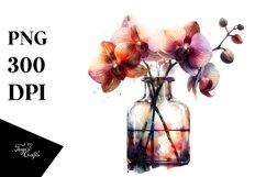 Abstract Watercolor Bottle Orchid Clipart Product Image 3