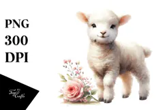 Cute Baby Lamb with Big Eyes PNG Product Image 1