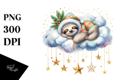 Boho Cute Baby Sloth Sleeping on the Cloud Product Image 1