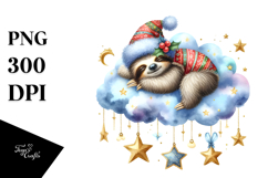 Boho Cute Baby Sloth Sleeping on the Cloud Product Image 1