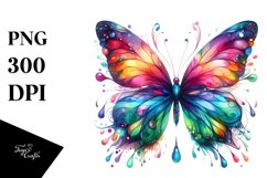 Colorful Watercolor Wimsical Vibrant Butterfly Clipart Product Image 1