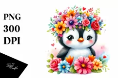 Colorful Penguin Sitting on Flower Clipart Product Image 3