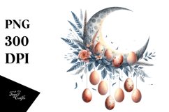 Pastel Watercolor Half Moon with Hanging Eggs PNG Product Image 1