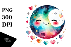 Colorful Digital Moon Hearts PNG Product Image 1