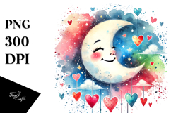 Colorful Smiling Moon PNG Product Image 1