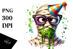 Funny Mummy with Party Hat PNG Product Image 1