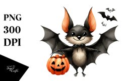 Funny Watercolor Halloween Bat Clipart Product Image 3