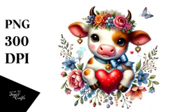 Colorful Baby Cow Heart PNG Product Image 1