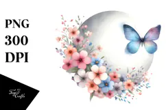 Modern Butterfly Flowers PNG Product Image 1