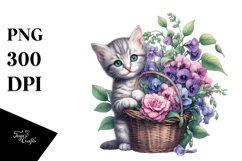 Detailed Gothic Baby Kitten with Sweet Pea Bouquet | Product Image 1