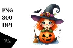 Funny Watercolor Witch Clipart Product Image 3