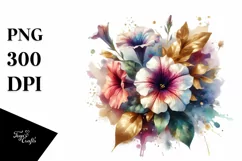 Vibrant Abstract Bouquet with Gold Foil | Clipart Product Image 1