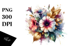 Vibrant Abstract Bouquet with Gold Foil | Clipart Product Image 1