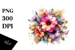 Vibrant Abstract Bouquet with Gold Foil | Clipart Product Image 1