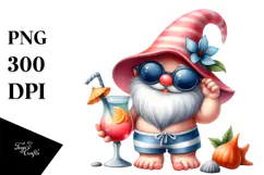 Whimsical Gnome in Beachwear, PNG Product Image 1