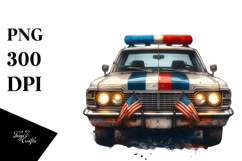 Vintage Dirty Police Car with Ribbons PNG Product Image 1