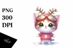Kitten with Reindeer Horns, High-Quality PNG Product Image 3