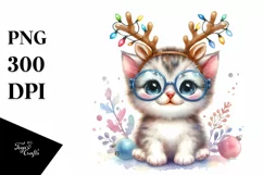 Kitten with Reindeer Horns, High-Quality PNG Product Image 3