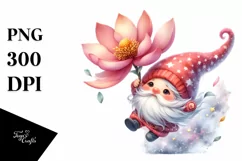 Cute Gnome Magnolia Falling In The Air | Sublimation Clipart Product Image 3
