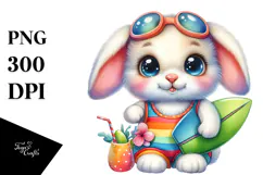 Goofy Goofy Cute Rabbit Surfboard PNG Product Image 1