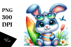 Sunny Rabbit with Surfboard, PNG Product Image 1