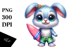 Radiant Rabbit with Surfboard, High-Quality PNG Product Image 1