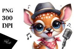 Energic Baby Deer with Hat and Sunglasses PNG Product Image 1