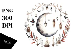 Half Moon with Hanging Candles, Transparent PNG Product Image 1