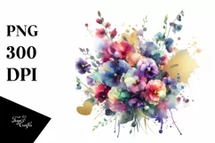 Colorful Sweet Pea Bouquet Splash | Sublimation Clipart Product Image 1