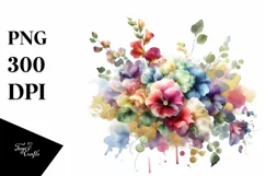 Colorful Sweet Pea Bouquet Splash | Sublimation Clipart Product Image 1